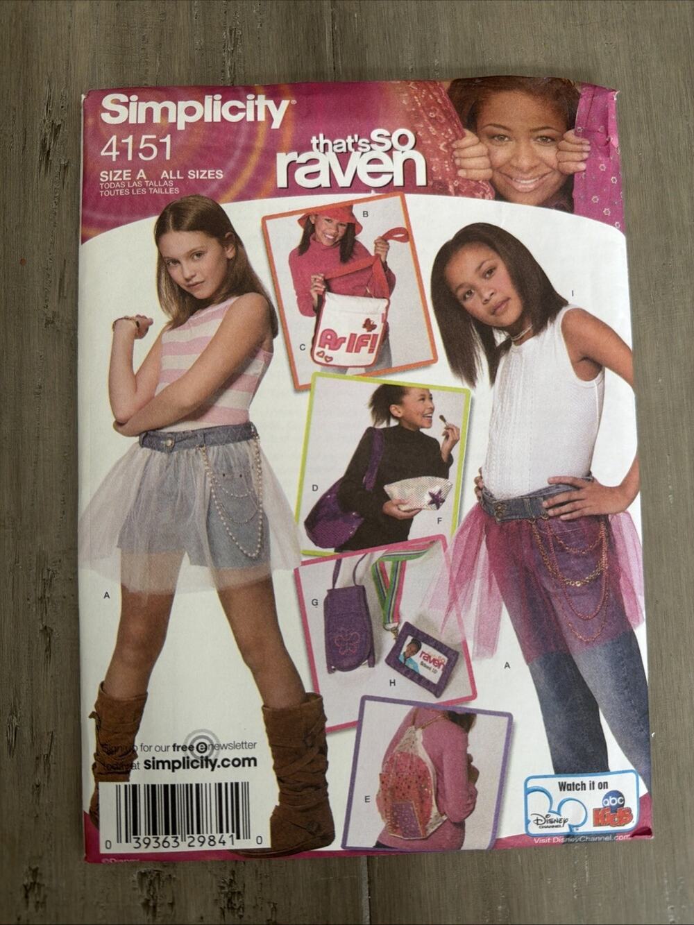 Simplicity 4151 Disney that’s so raven girls Accessories pattern All Sizes